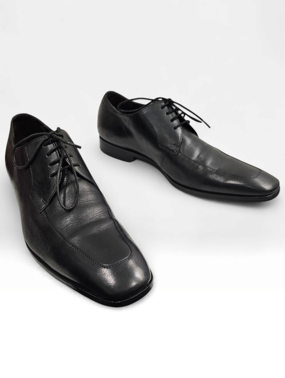 HUGO BOSS Men Maxero Black Leather Lace Up Derby Dress Shoes 9.5